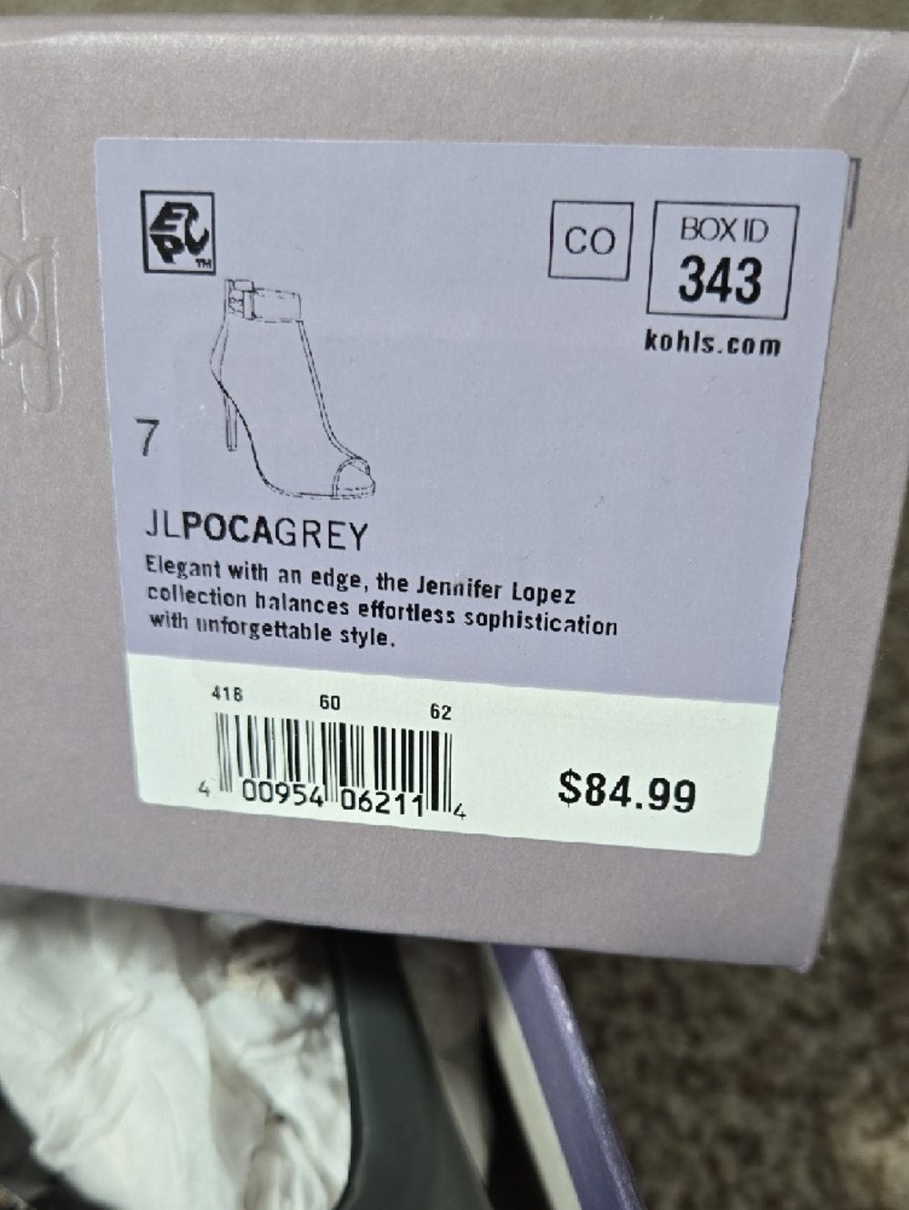 Jennifer Lopez Grey Peep-Toe Booties with Patent Trim - Picture 3 of 3
